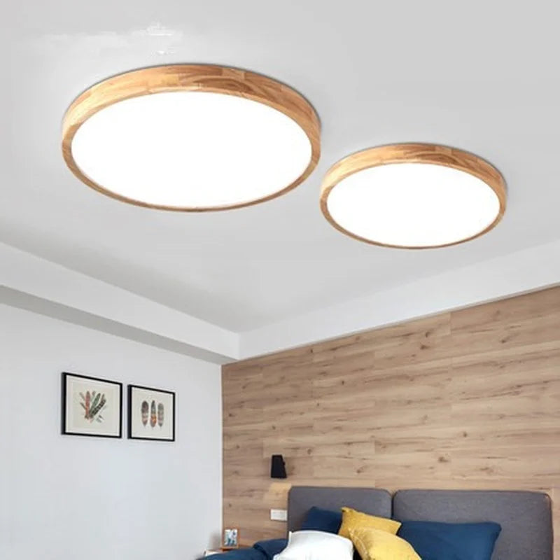 Plafonnier led moderne avec télécommande pour intérieur polyvalent Milène Lisière en Bois - Le Charme du Bois au Quotidien