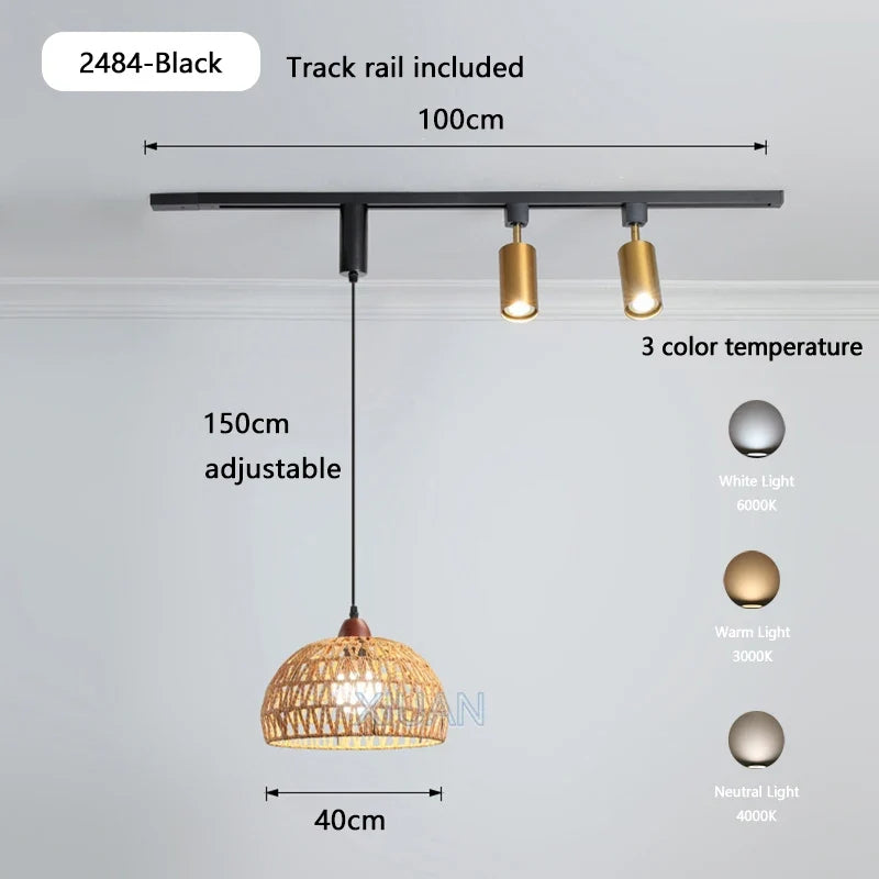 Luminaire — Table à manger wabi-sabi rétro éclairage LED sur rail