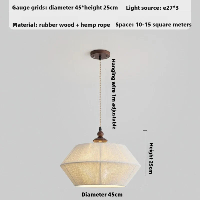 Suspension Naturelle Daphné Brume en Corde de Chanvre et Bois — Lampe à suspension-45cm / Blanc chaud ; Lampe à suspension-45cm / 3 modifiables ; Lampe à suspension-45cm / Blanc froid