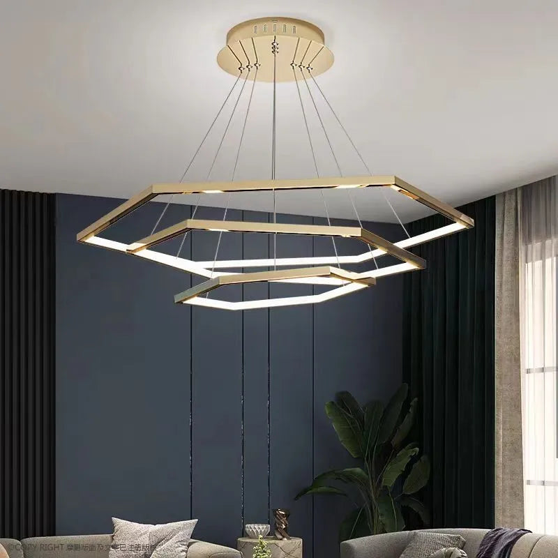 Suspension — Hexagone LED simple moderne luxe suspension