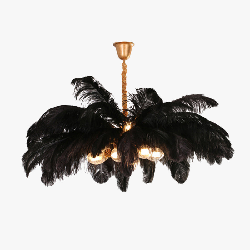 O'Moore Suspension Fleur Moderne, Cuivre/Plume, 8 Couleur, Salon - Neutralighting