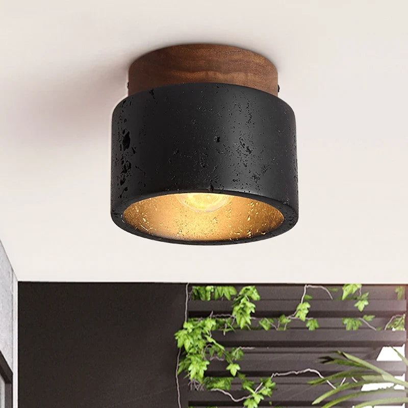 Plafonnier en travertin italien pour décoration hôtel restaurant Lucien Ouverture - Esprit Naturel & Décor Chaleureux