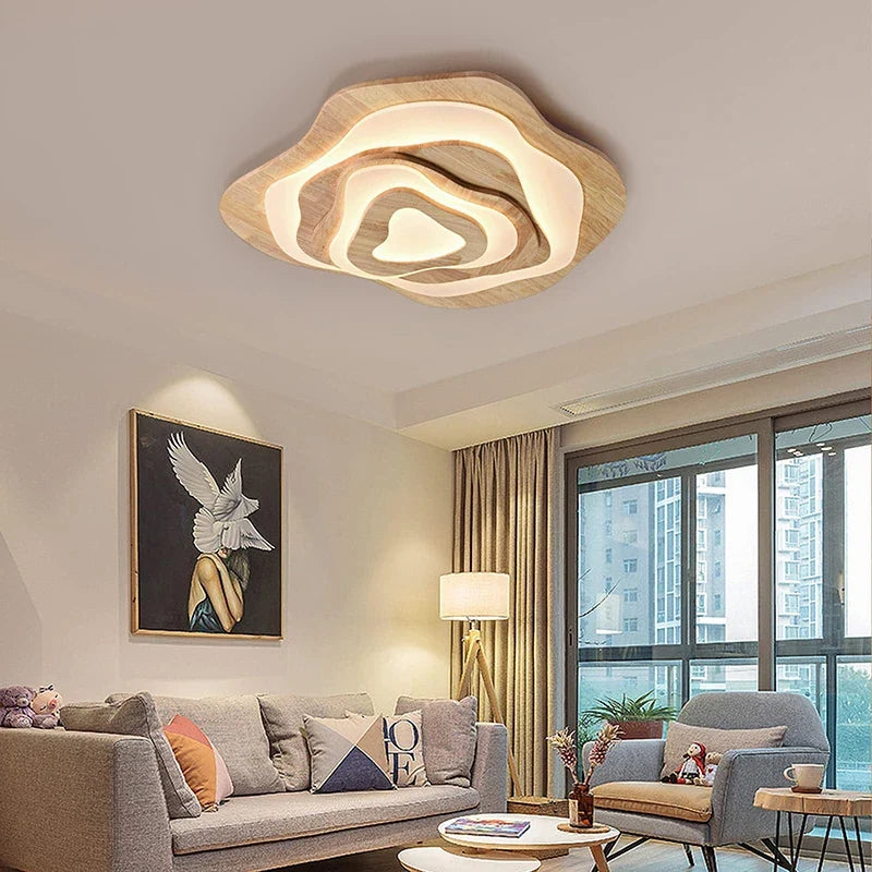 Lustre — LED moderne en bois pour chalet loft intelligent