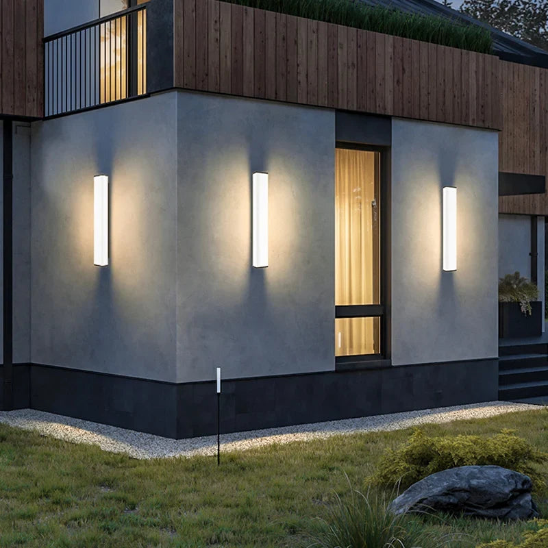 Applique murale — Acier inoxydable LED étanche longue applique murale moderne Ip65 éclairage extérieur jardin Villa balcon ligne lumière mur rondelle lumière 8