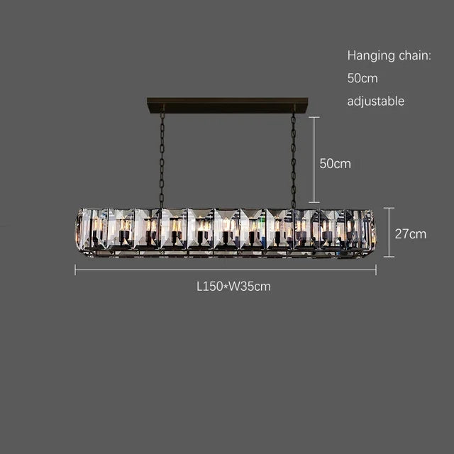 Suspension — Moderne en cristal k9 suspension rectangulaire grande taille