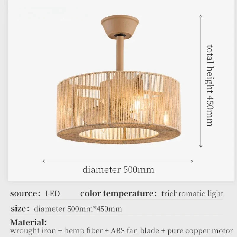 Ventilateur de plafond Naturel Madeleine Sillage en Corde — D / 220V