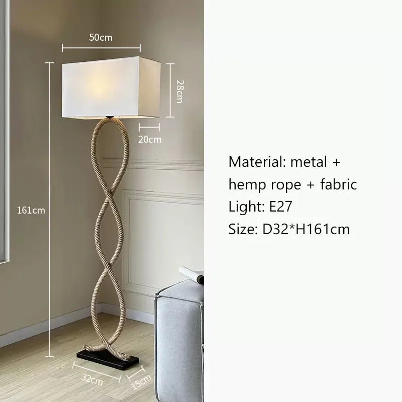 Lampadaire Wabi-sabi Zélie Rivage en Corde de Chanvre — A