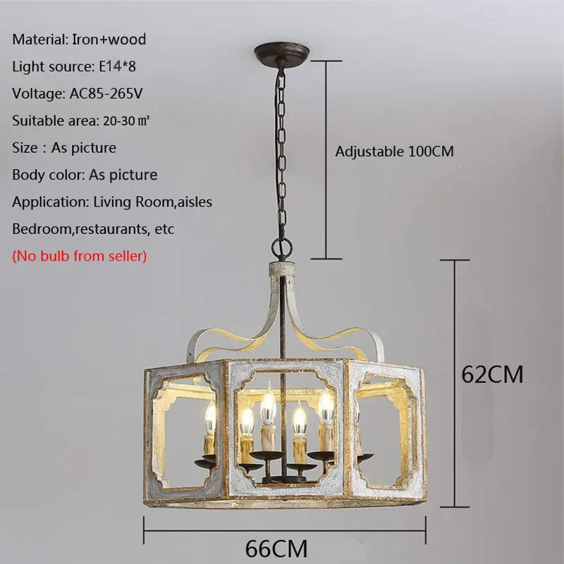 Lustre — Rétro américain en bois massif pour villa vintage