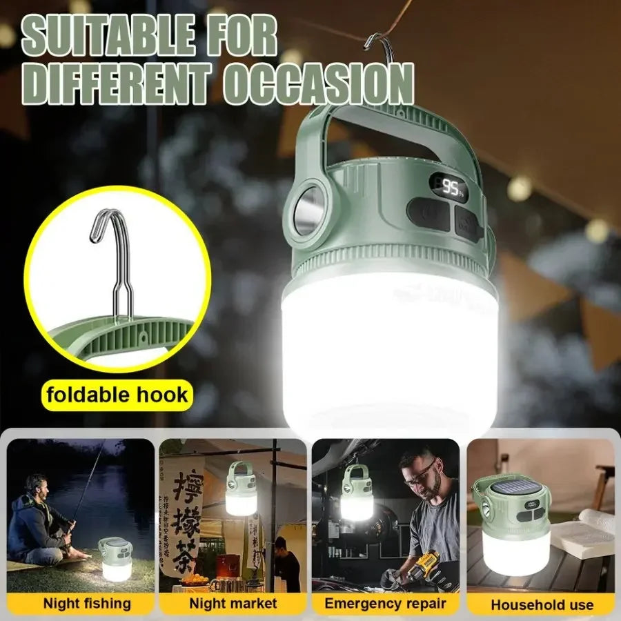 Lanterne solaire LED rechargeable portable pour camping – Nomélie