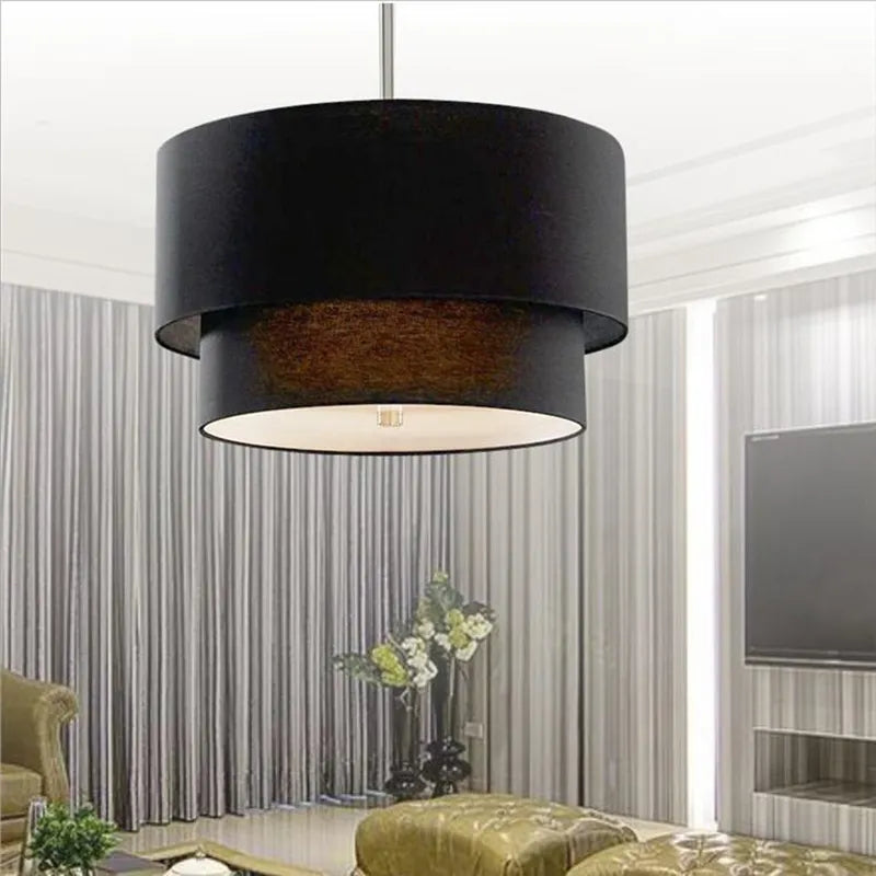 Suspension abat-jour en tissu style lin pastoral moderne – Orélian Aube