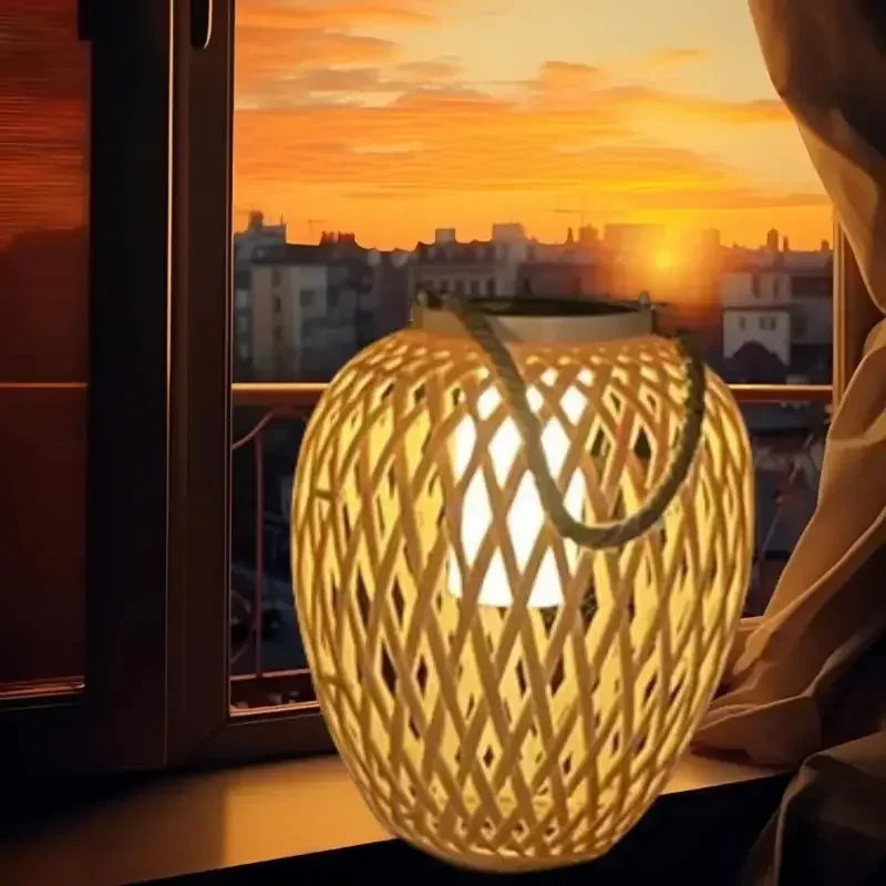 lampe extérieure solaire imitation bambou pour jardin décoratif