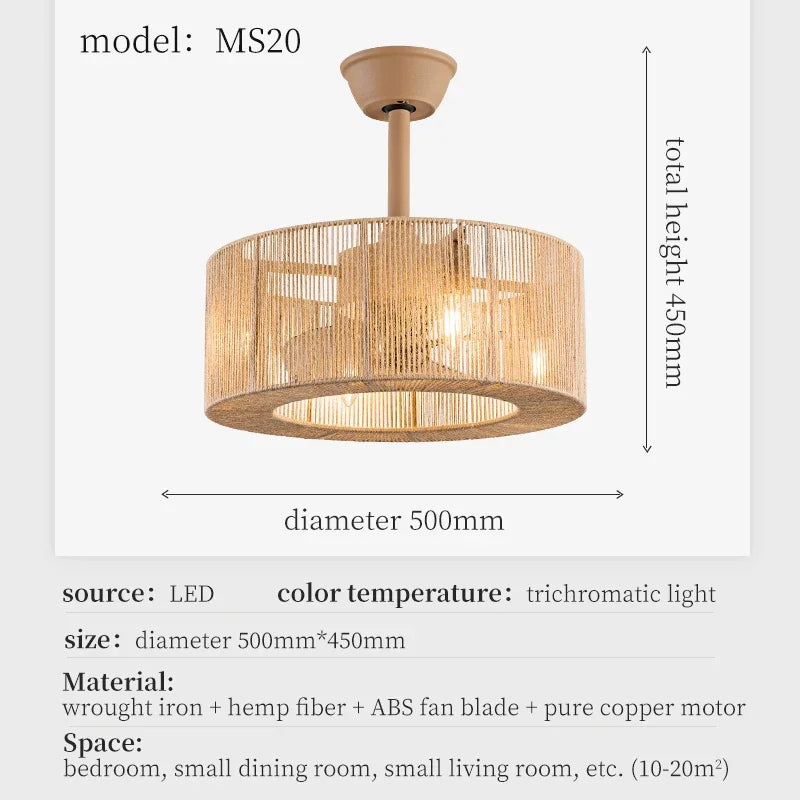 Ventilateur de plafond Naturel Madeleine Sillage en Corde