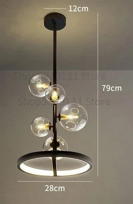 Lustre — Moderne en verre transparent avec bulles en métal