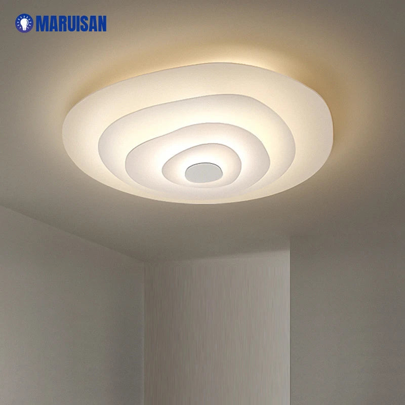 Lustre — Anneaux annuels modernes LED lustre intérieur salon ondulation forme meubles de maison décoration fer blanc corps couleur lampe éclairage