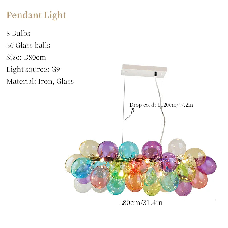 Suspension — Moonriver éclairage moderne créatif couleur lampes suspendues pour plafond boule de verre lustre salon suspension lumière chambre décor
