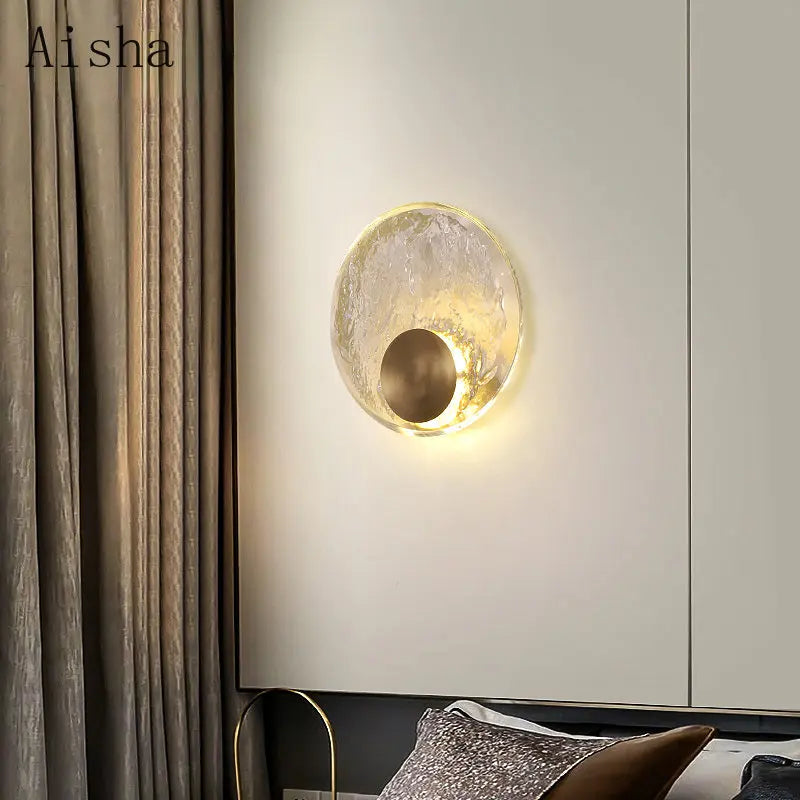 Applique murale — Luxe en cuivre et cristal élégante pour intérieur et extérieur