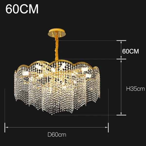 Suspension — Moderne en cristal doré haute suspension design élégant pour intérieur