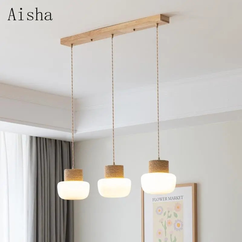 Suspension Wabi-sabi Jeanne Sillage en Corde de Chanvre et Verre