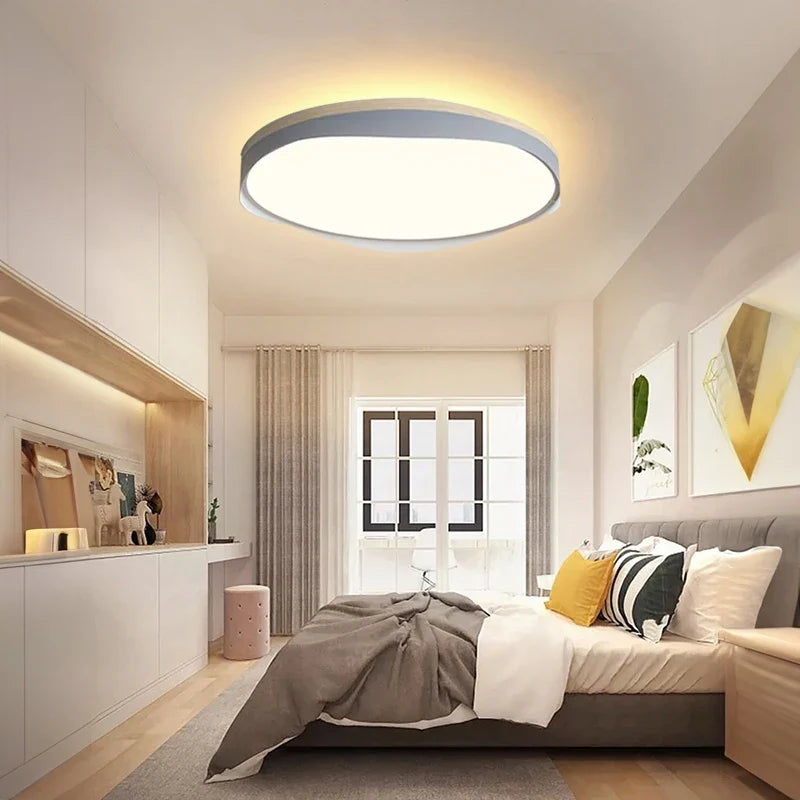 Plafonnier moderne à leds circulaire grain de bois éclairage décoratif Daphné Finesse - Matière Chaleureuse & Lignes Élégantes