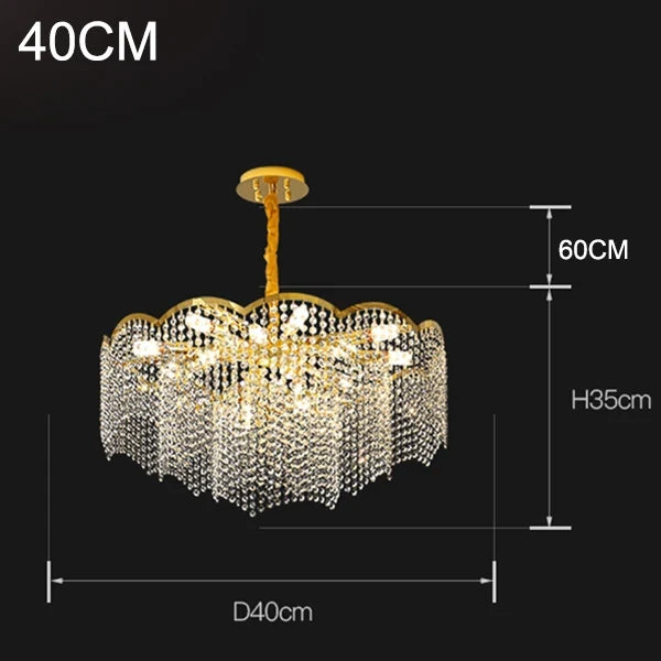 Suspension — Moderne en cristal doré haute suspension design élégant pour intérieur