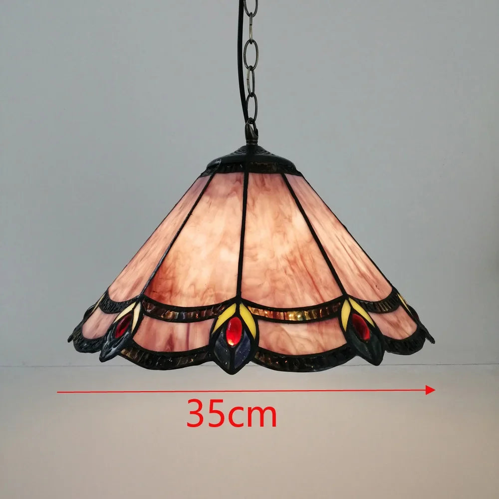 Lustre tiffany vitrail style méditerranéen pour intérieur élégant Héloïse Alizé en Verre - Reflets Délicats & Élégance Visuelle