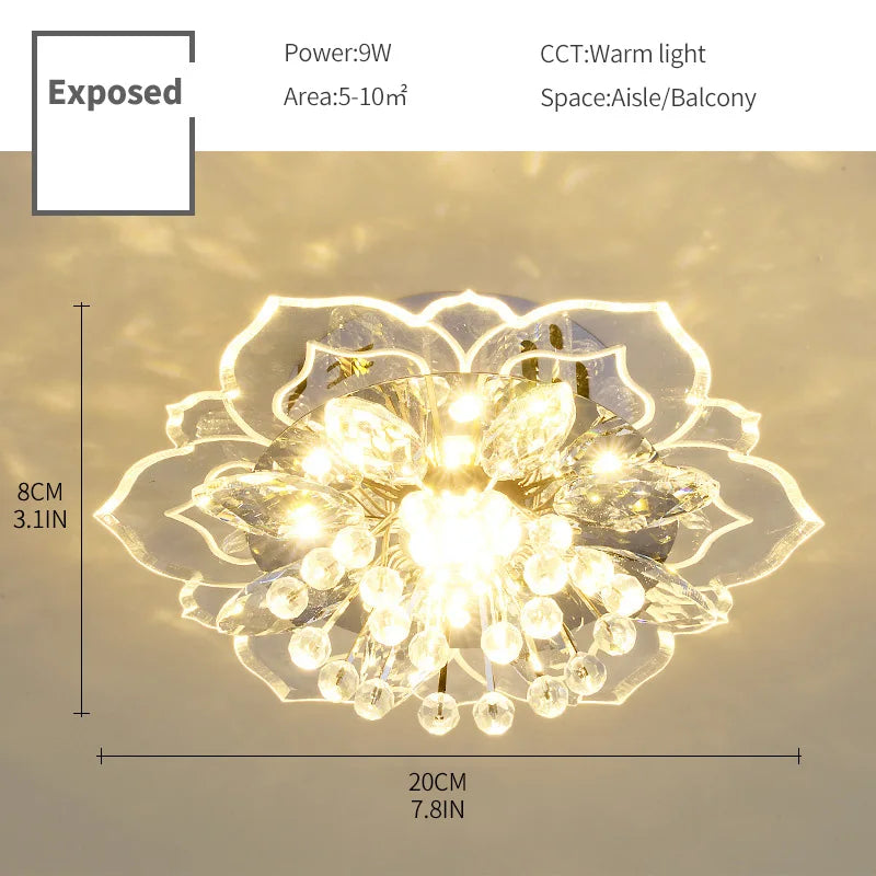 Plafonnier led en cristal de luxe pour décoration balcon Hortense Saison - Une Note Scintillante dans le Décor