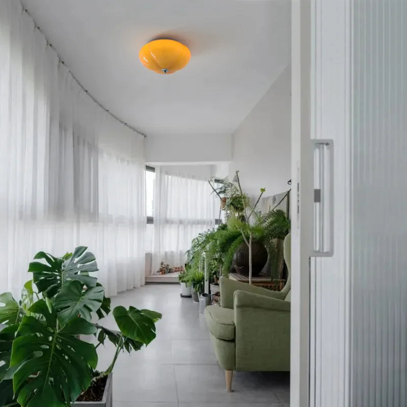 Plafonnier — Rétro LED minimaliste Orange citrouille en verre pour chambre couloir entrée salle d'étude décor à la maison