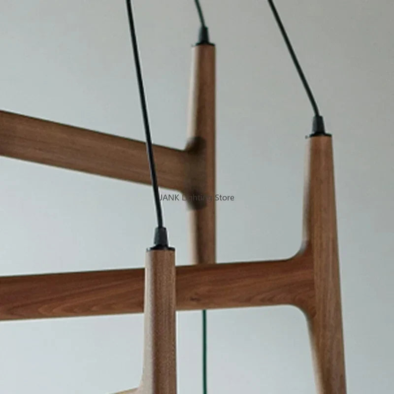 Suspension — Italien Porada ASTRA Suspension En Bois Lumière Rétro Multi Tête Minimaliste Restaurant Salon Lustre LED Intérieur Decora Lampe