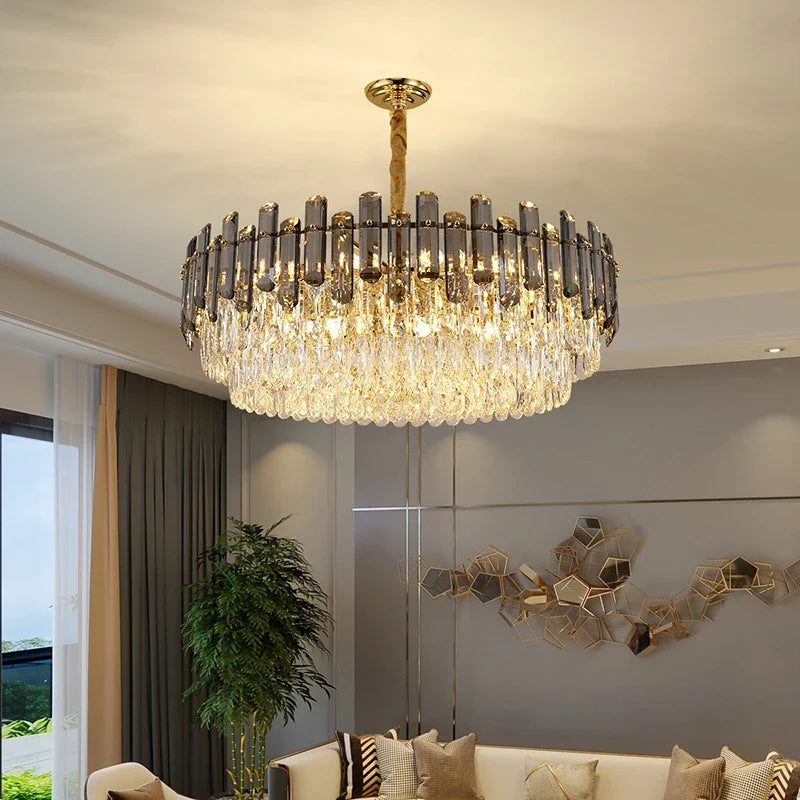 Lustre — En cristal k9 luxe avec lampe LED décoration intérieure élégante