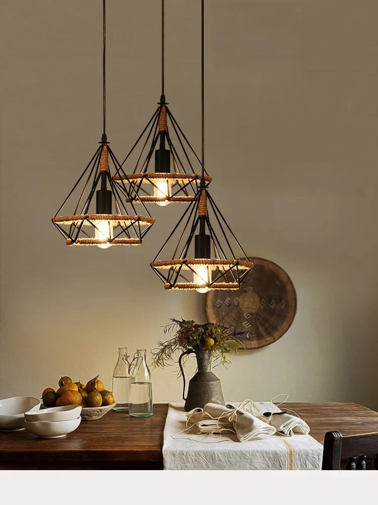 Lustre Industriel Noémie Rivage en Corde de Chanvre