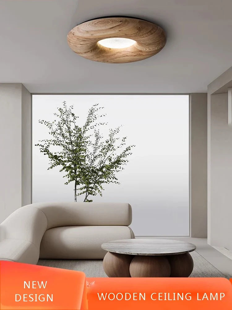 Plafonnier — LED design rétro moderne en bois grand lustre
