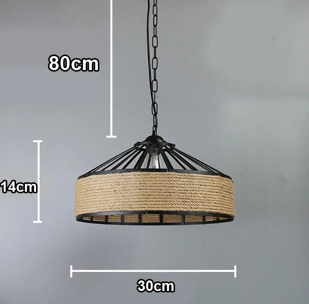 Suspension Vintage Lison Sillage en Corde de Sisal — Chaîne en fer 30cm