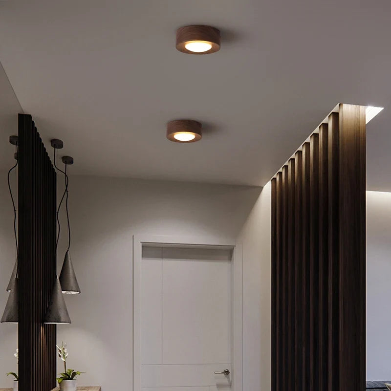 Lampe plafonnier en noyer et frêne led décoration maison Aurore Souffle en Bois - Une Touche Naturelle dans le Décor