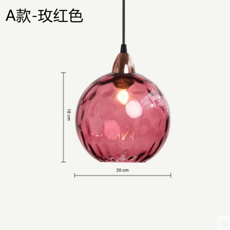 Lustre — Boule de verre coloré nordique lampes suspendues moderne Grain d'eau Restaurant cuisine luminaire suspendu chambre lampe de chevet