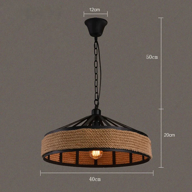 Suspension Vintage Éléonore Sillage en Corde de Chanvre — Noir