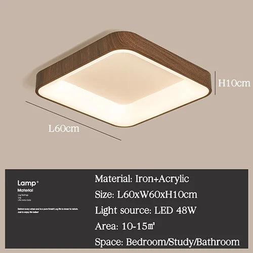 Plafonnier — LED imitation bois éclairage rond rectangle carré