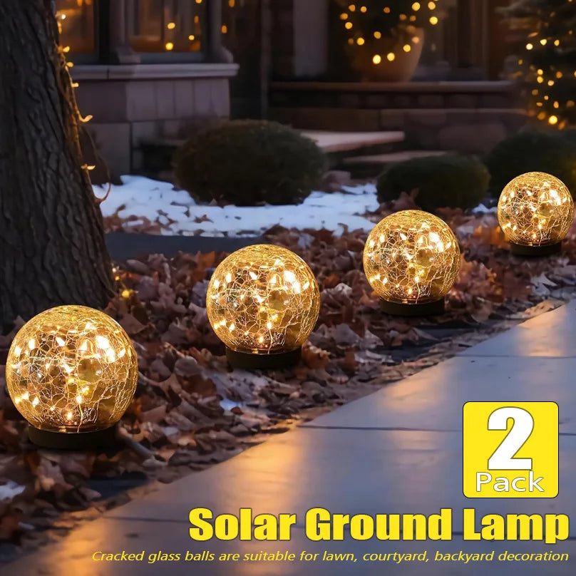 lampes solaires en verre craquelé pour jardin décoratif extérieur