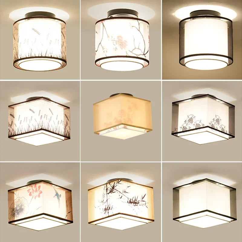 Plafonnier — Vintage en lin style chinois pour décoration intérieure