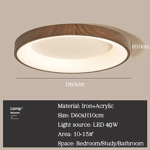 Plafonnier — LED imitation bois éclairage rond rectangle carré