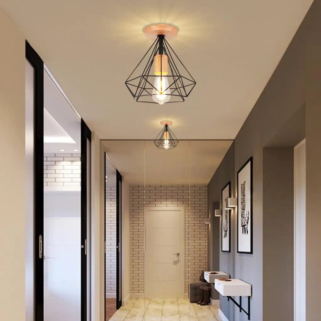 Plafonnier — Industriel rétro LED cage métal vintage luminaire