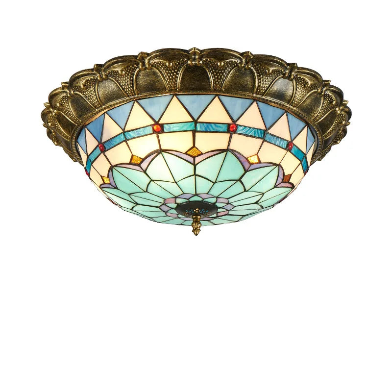 Plafonnier led vitrail classique pour éclairage intérieur décoratif Léopold Matin en Verre - Jeux de Reflets & Harmonie Intérieure