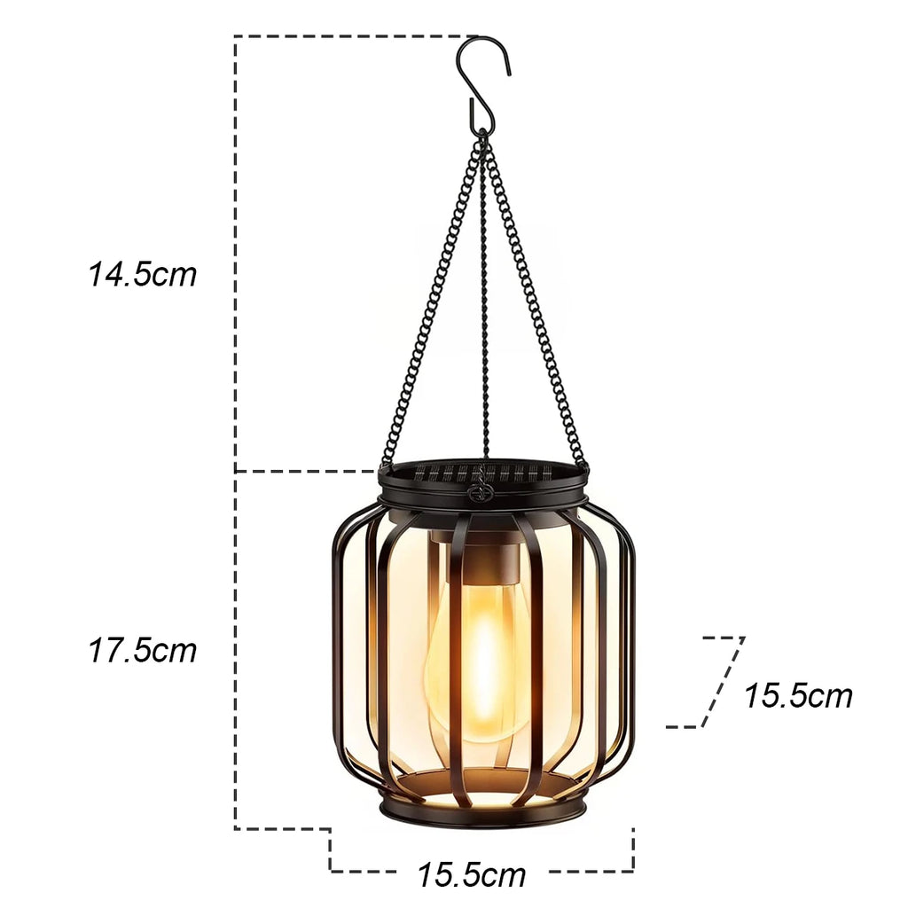 Lanterne solaire LED en fer avec chaîne et capteur de luminosité, 3000 K – Clairvaux