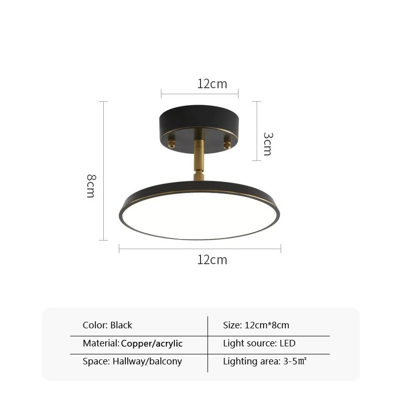 Plafonnier — LED minimaliste or noir cuivre chambre salon hall couloir
