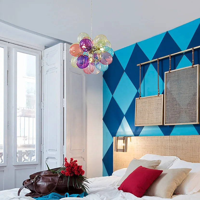 Suspension — Moonriver éclairage moderne créatif couleur lampes suspendues pour plafond boule de verre lustre salon suspension lumière chambre décor