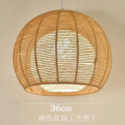 Suspension Naturelle Maëlle Brume en Corde de Chanvre et Métal — Couleur lin grand 2