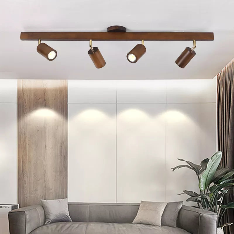 Lustre Grain de bois Led avec projecteur pour salon chambre plafonniers éclairage décor noir Lustre cuisine luminaire Lucille Rive - Un Accent Raffiné au Quotidien