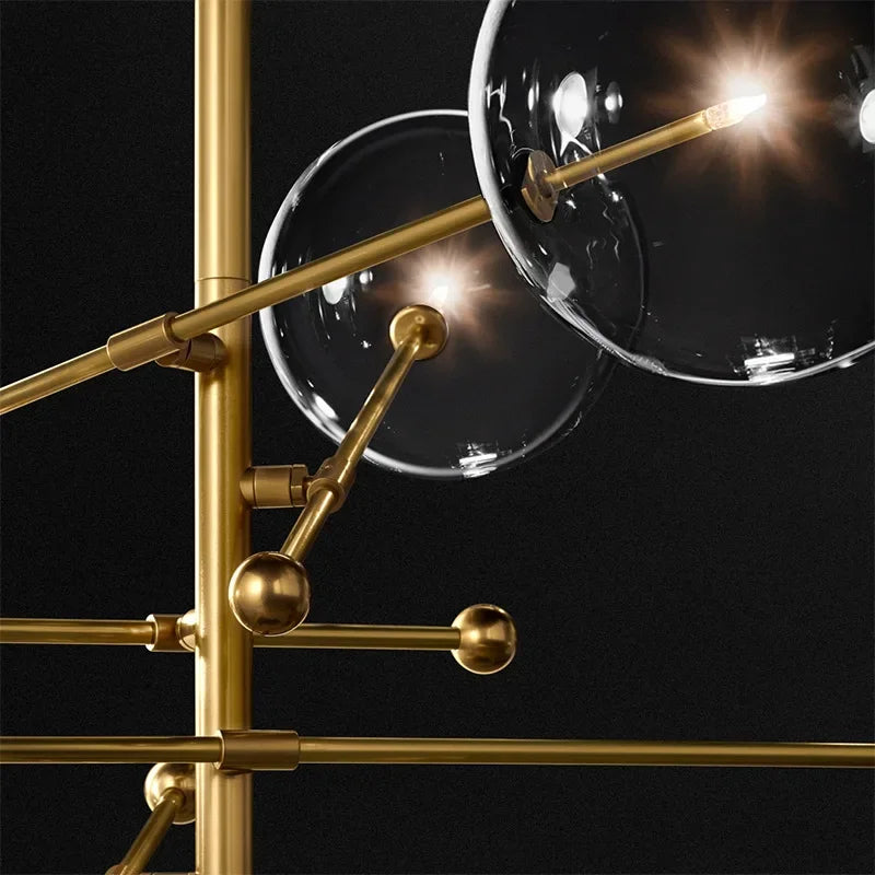 Suspension — SANDYHA Art moderne boule de verre lustres Design nordique noir or lampe à LED pour salon chambre décor à la maison suspension