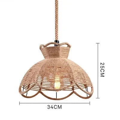 Suspension Naturelle Suzanne Brume en Corde de Chanvre et Métal — 3425 / Aucune source de lumière ; 3425 / Source de lumière