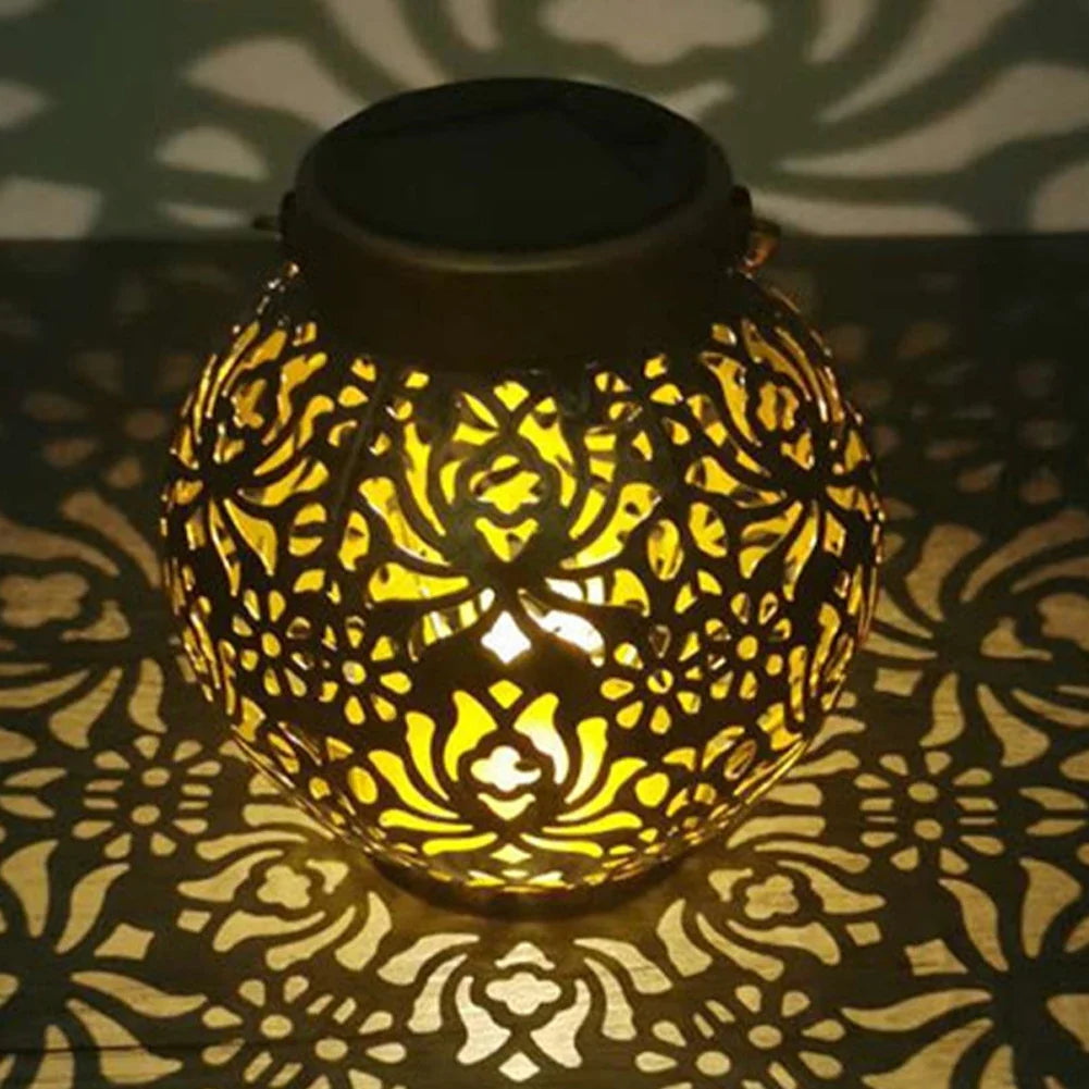 lampes solaires rondes en métal pour jardin décoratif