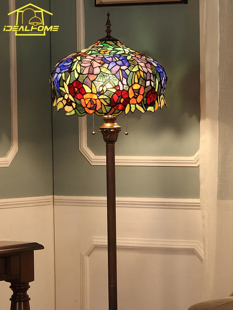 Lampadaire — Vintage rétro tiffany LED pour décoration intérieure ambiance
